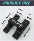 90/180 Degree Barn Door Lock With Small Flip Gate Latches For Privacy, Sliding Door Latch dimensions in matte black