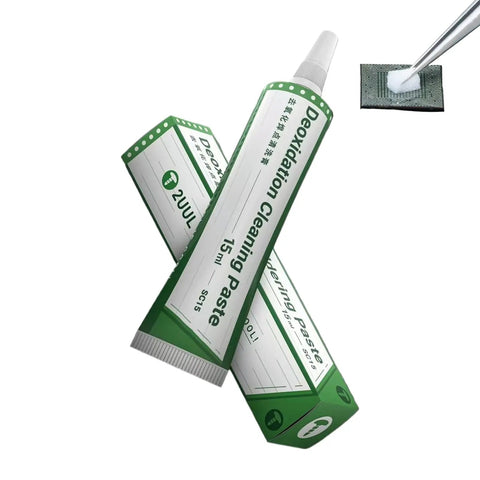 Flux Paste For Soldering, 15ml tube and paste application on electronic parts.