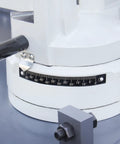 Close-up of miter scale on Beefy Heavy Duty Metal Band Saw With 10 Inch By 7.9 Inch Cutting Capacity, Worm Gear Drive