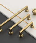 10 Pack Champagne Bronze Cabinet Knobs and Pull Handles Set in Zinc for Kitchen, Dresser Drawers, Easy Installation, Displayed Flat Lay