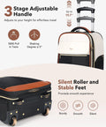 Tonyeee rolling backpack, beige 22-inch carry-on luggage with wheels, front view.