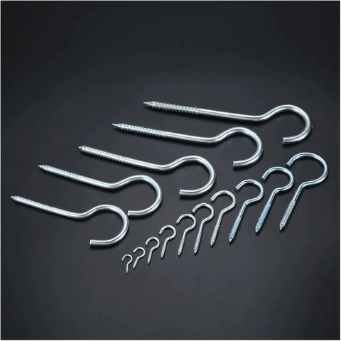 Knockout Vinyl Coated Screw Hooks And Heavy Duty Eye Bolts Designed For Zero Hassle Wall Mounting On Wood Or Drywall Surfaces With A Slick Finish That Keeps Your Space Looking Clean In This Dependable 20 Piece Bundle - assortment of varying sizes and shapes