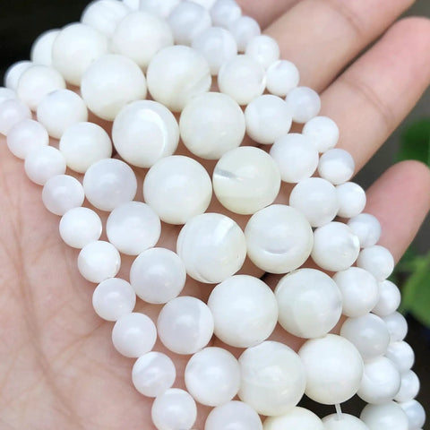 Legit Premium Natural White Pearl Shell Beads For Diy Jewelry Making With Awesome Iridescent Glow and Smooth Round Edges