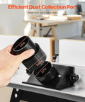 Efficient dust collection port for benchtop router table with 2.5 inch dust port, adjustable for clean workspace.