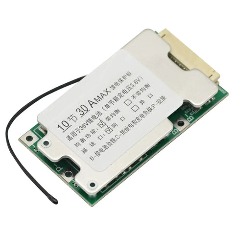 Beast Ready 36V 10S 30A Lithium Battery Protection Board With Smart Balance Balancer and Rock Solid, top view of circuit board.