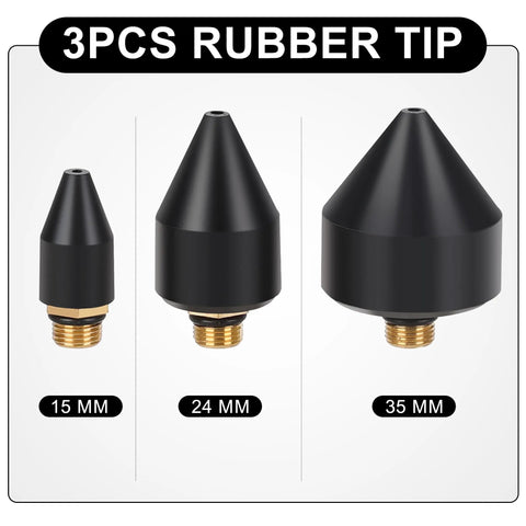 Three rubber tips for High Flow Air Blow Gun With Adjustable Trigger And One Eighth Inch Rubber Tip Set Delivers 70 CFM At 90 PSI