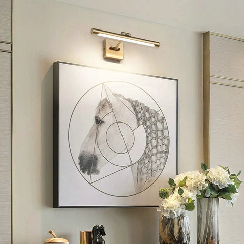 LED Picture Light For Paintings Bronze Finish 16.5 Inch Swing Arm Wall Light 7W illuminating framed art in modern room