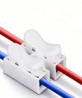 Effortless Push In Terminal Connectors Set 2 Pin Spring Loaded Wires 18 To 28 AWG Tool Free Insertion Vibration Resistant Locking
