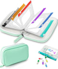 Waterproof A7 Pill Organizer Kit With 7 Large Zipper Pouches For A7 Binder BPA Free Weekly Medicine Storage Case.