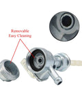 Gas Tank Fuel Switch Valve Petcock With 10x1.25 Threading, 90 Degree On Off, showing removable part for easy cleaning