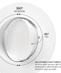 Totally Adjustable 5 6 Inch Led Retrofit Downlight Gimbal showing 360° rotation and 45° tilt features for precise lighting.