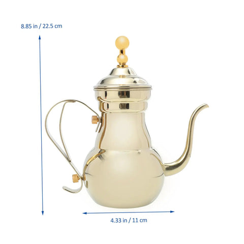 Gold Arabic Coffee Pot Hand Drip Kettle For Manual Coffee Maker Turkish Style Pour Over Brewer with Long Anti Drip Spout