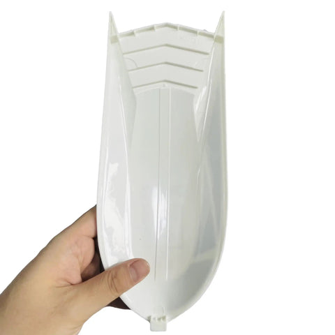 Beefed-Up Cabin Cover For UDI005-04 Arrow 5 RC Boat Parts Kit shown from below, held in hand to display underside design