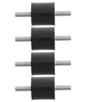 4 Pack Rubber Isolator Mounts For Fitness Equipment, Vibration Dampening Shock Absorbers With M6x18 Galvanized Steel Studs, Easy Install, Quiet Operation, Durable Anti Vibration Mounts For Home Gym Machines, four black rubber mounts