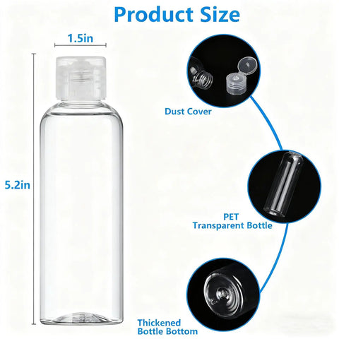 Four Pack 3.4 Oz Travel Bottles Set for Toiletries, TSA Approved, Leak Proof Plastic Containers With Labels, BPA Free Eco Friendly PET