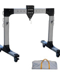 Hella Sturdy Aluminum Portable Gantry Crane Rig Quick Adjust Height Span Tight Quarters Rough Ground No Sweat Hoisting Up To Four Thousand Four Hundred Pounds Capacity with carrying bag.