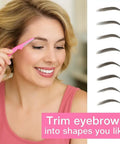 Six Piece Eyebrow Razor Kit For Her Or Him Is A Total Game Changer That Works Like Magic To Strip Facial Hair And Dermaplaning Skin While The Snug Cover Keeps Your Routine Easy Peasy And Always Clean with a person using a pink eyebrow razor.