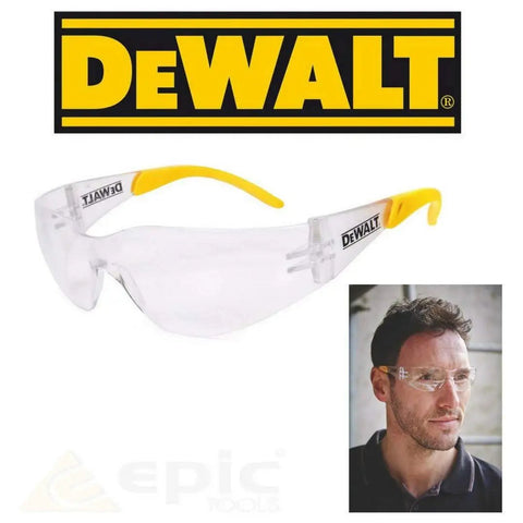 Lightweight Protective Eyewear With ANSI Z87.1 Plus High Impact Rating, Job Site Ready Glasses with clear lenses and yellow temples