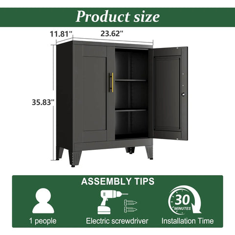 Built Tough Black Metal Storage Cabinet 36 Inch Tall Locking Unit With Adjustable Shelves And Three Flexible Storage Zones Slick No Hassle Setup Ultimate Garage And Closet Upgrade