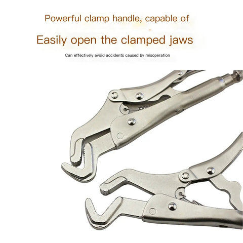 Curved Jaw Locking Pliers That Are A Total Game Changer For Welding Pros, showcasing versatile clamp handle design.