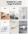 Six Pack Magnetic Cable Clips With Smooth Adjustable Adhesive Cord Organizer for multiple surfaces including tile and wood