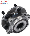 Front Wheel Hub and Bearing Assembly 513258 Fits Scion tC 2011 2016 Manual Transmission Only Toyota RAV4 2006 2012 2013 2018 All Models Mirai 2016 2020 5 Lug With ABS Replacement, showing metal hub with bolts and ABS ring.