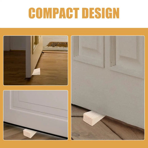 Beige Triangular Wood Door Stopper Wedges Nail Free And Easy To Use Bumper Set For Home Or Office Protective Door Stop