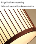 YAXDQUW Modern Style Bamboo Pendant Light Handcrafted Hanging Ceiling Lamp showcasing exquisite hand-weaving and natural bamboo materials.
