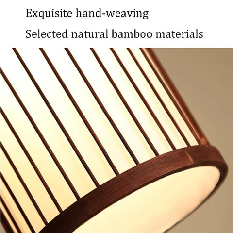 YAXDQUW Modern Style Bamboo Pendant Light Handcrafted Hanging Ceiling Lamp showcasing exquisite hand-weaving and natural bamboo materials.