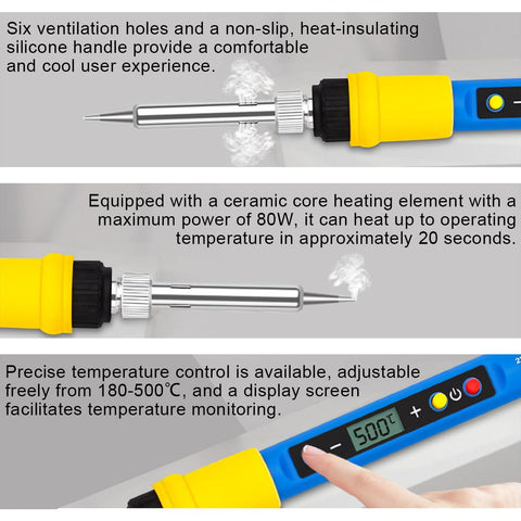Beast DIY 80W Soldering Gun Kit with Adjustable Temperature From 180 To 500 Celsius showing heating elements and display