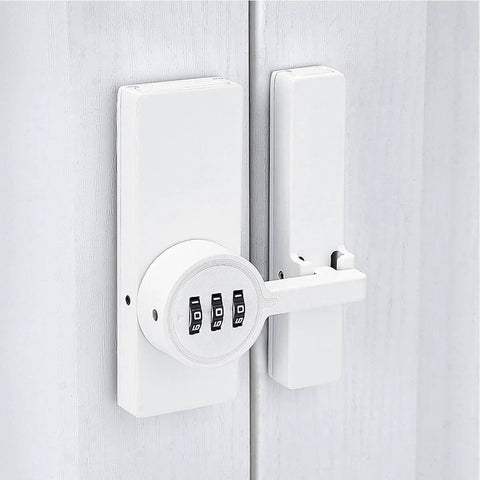 2 Pack White 180 Degree Barn Door Lock With 3 Digit Password Keyless Mechanical Lock Flip Latch for barn doors and cabinets