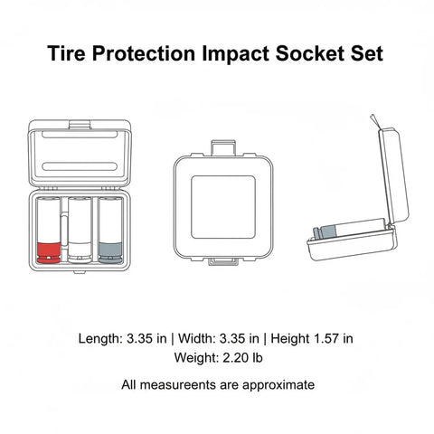 Premium Tire Protection Impact Socket Set With Coated Alloy Steel Lug Nut Rims For Wheel Maintenance, 5-Piece Kit Includes Storage Case To Keep Your Rides Clean And Safe From Scratches While Hitting The Road. 5-piece case set