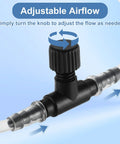 20 Pack T Shaped Aquarium Air Valves For 3 By 16 Inch ID Airline Tubing Black Single Way Control Valve close-up with adjustable knob