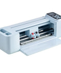 Level Up Your Side Hustle With This Slick 12 Inch Vinyl Cutting Machine showing a light blue desktop vinyl cutter.