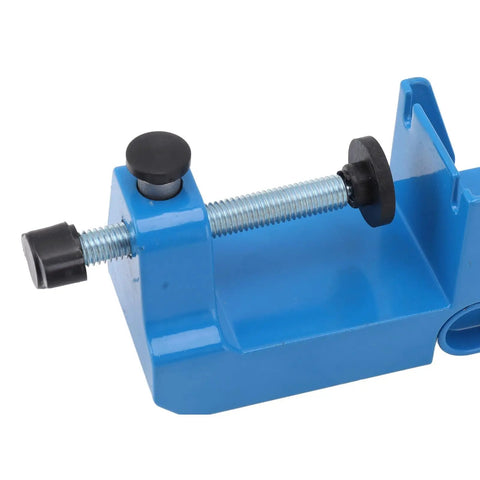 Premium Adjustable Bench Drill Stand Mount Featuring 360 Swivel Head with blue clamp and adjustable screw for secure holding.