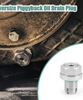 Oversize Piggyback Oil Drain Plug Fits M14.1 Self Tapping Stainless Steel Thread Repair Kit With Sealing O Ring To Stop Leaks And Save You Time, installed on oil pan