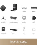 DREAME L40 Ultra Gen 2 12-item kit: robot vacuum, base station, dustbox, mop pads, ramp extension, quick start guide.