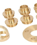 Heavy Duty Brass Router Guide Bushing Kit Featuring Snug Lock Nuts And Multiple Precision Adapters for various router applications.
