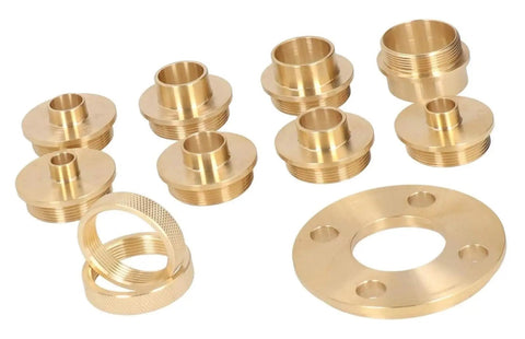 Heavy Duty Brass Router Guide Bushing Kit Featuring Snug Lock Nuts And Multiple Precision Adapters for various router applications.