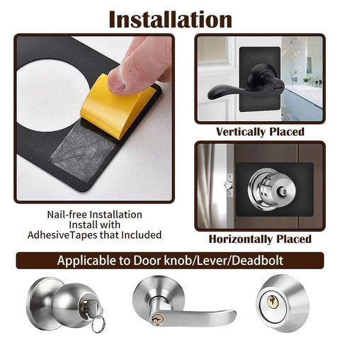 Matte Black Door Lock Reinforcement Plate Kit Two Piece For Door Knobs And Deadbolts Covers Damaged Areas Fills Gaps Installed