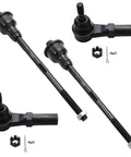 4Pc Front Inner Outer Tie Rods Upgrade For 2001-2010 Chevrolet Silverado Avalanche 2500 1500 HD Classic Old Body Style 18mm Centerlink Thread Heavy Duty Direct Fit, black steel kit