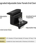 Heavy Duty Solar Panel End Clamps 10 Piece Kit Adjustable 30 To 50 Millimeter showcasing adjustable slots and pre-set screw holes.