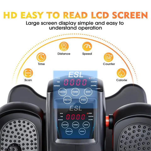 Under Desk Elliptical Portable Leg Exerciser For Seniors With Remote Control LCD Display Seated Elliptical Trainer Low Impact Cardio Traction Straps Easy Assembly For Office Home Workout