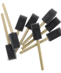 1 Inch Poly Foam Brush Set Pack Of 48 For Smooth, Even Paint Application showing black foam heads and wooden handles