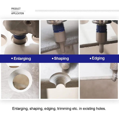 Diamond Finger Milling Bits Built Tough For Enlarging Shaping Rounding Bevels In Existing Holes On Porcelain Tile Ceramic Marble Granite
