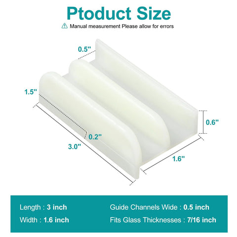 Sliding Shower Door Bottom Track For Top-Hung Glass Doors, Designed For 7/16 Inch Thick Glass And 1/2 Inch Channel, Durable Plastic Track
