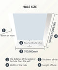 Diagram showing hole size dimensions for Heavy Duty Electric Remote Control Attic Ladder Crafted From Slick Titanium Magnesium Alloy.