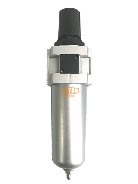 Heavy Duty Three Quarter Inch NPT In Line Air Filter Regulator Combo with Metal Bowl, Five Micron Element, Adjustable, Manual Drain