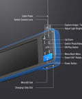 50Ft Dual Lens Endoscope With Light For Drain Snakes, IP67 Waterproof Borescope Camera For Sewer Pipe Inspection, 15M Long Flexible Probe, A Solid DIY Plumbing Tool control unit with buttons, MicroSD slot and charging port