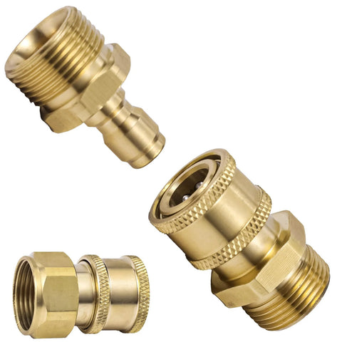 Gosknor brass 4-pack M22-15mm to 1/4in pressure washer adapters with quick-disconnect fittings